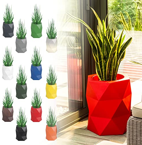 Monumo®️ Modena Blumentopf Groß XXL mit Innenkasten wetterfest, Blumenständer für Garten, Pflanzentopf für Balkon, moderner Blumenvase, Blumenkübel, viele Farben (46 cm x 46 cm x 54 cm, Rot)