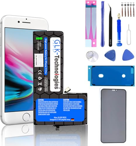 High Capacityr Ersatzakku kompatibel mit Apple iPhone 11 Pro | GLK-Technologies Battery | accu | 3150mAh Akku | inkl. Werkzeug Set GRATIS Schutzfolien Anti Spy Panzer