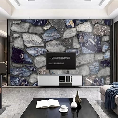 KOMEDO Benutzerdefinierte 3D Wandbild Retro Stein Ziegel Marmor Muster Tapete für Wohnzimmer TV Hintergrund Wanddekoration wasserdichte Ölleinwand -400x280cm