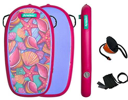 FunWater Aufblasbare Bodyboard Speed Skin PVC Tragbares Schwimmbrett mit Handgelenkband, Fußpumpe, Rutschfestes Beach Racing Board für Anfänger und Fortgeschrittene Surfer, Strandsurfen mit Griffen