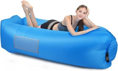 Fransande Hamac Gonflable, Canapé Gonflable Portable Pliable, Sac de Rangement Intégré, Imperméable, Coussin Gonflable Extérieur, Résistant à l'usure - Camping, Plage