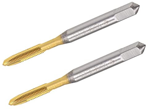 TA-VIGOR M3 x 0.5mm Spiral Point Plug Thread Tap, HSS Titanium Coated Thread Milling Tap with H2 Tolerance, 3 Flutes Ground Threads(Round Shank with Square End) 2Pcs
