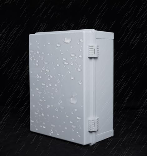 Nisorpa Waterproof Junction Box, ABS Plastic Outdoor Electrical Junction Box, IP66 Weatherproof Project Enclosure with Mounting Plate, Hinged Grey Cover, 16”x12”x6.8”