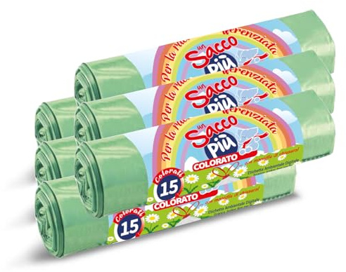 HOME LINE - 90 Sacs poubelles de 40 litres, anti-odeurs avec poignées à tirer et fermer | sacs poubelles pour la collecte sélective des déchets - sacs poubelles 55 x 65 cm couleur vert