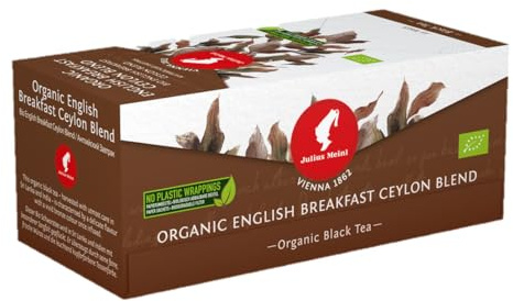 Julius Meinl Organic Ceylon English Breakfast Blend Black Tea 25 tea bags - Plastic Free Packaging & Biodegradeable Filter