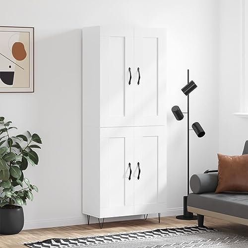 CIADAZ Highboard Weiß 69,5x34x180 cm Holzwerkstoff, Sideboard Wohnzimmer, Schlafzimmer Kommode, Bücherschrank, Wohnzimmerschrank, Hochschrank, Wohnschrank - 3199713
