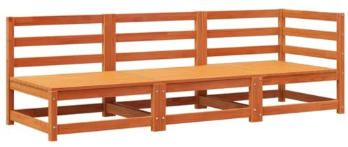 vidaXL Gartensofa 3-Sitzer Wachsbraun Massivholz Kiefer