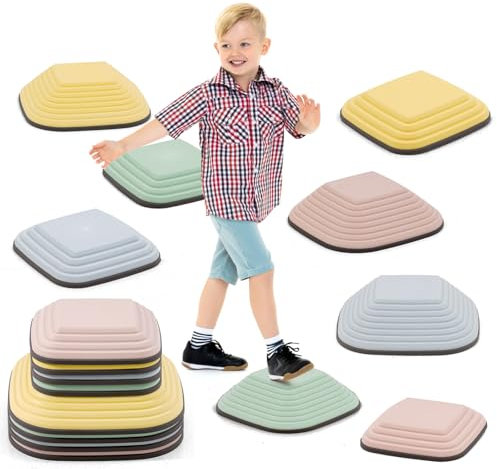 Stepping Stones for Kids,8 PcsDurable Non-Slip Balance Stones Toys Sensory to Boost Balance & Motor Skills Indoor and Outdoor Obstacle Courses Toys,Gifts for Boys Girls (Macaron)