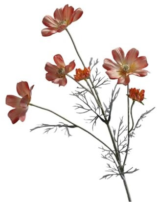 5 x pastorale Chrysanthemen-Zweig, künstliche Blumen, Gänseblümchen, Gesang, Blumen, Hochzeit, Party, Vase, Heimdekoration, Ornamente, Foto-Requisiten (Farbe: Orange)