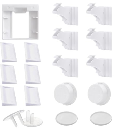 6 Sätze Schrankschlossschnallen, 2 Sätze Schlüsselnegative, 1 Halterung, 2 Steckdosenabdeckungen, magnetisches Schrankschloss-Set, Schranksicherheitsschloss-Set