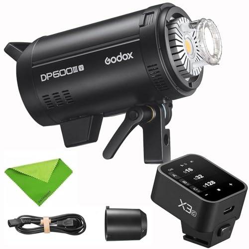 Godox DP600III Flash stroboscopico da studio da 600 W con trigger X3-C GN106 0,1-1 S Tempo di riciclo, durata flash 1/2000-1/800 s, sistema 2,4 G X CCT 5600 ± 200 K Bowens Mount Monolight (DP600III-V)