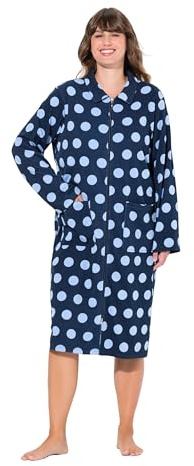 Ulla Popken Damen Bademantel, Punkte, Hemdkragen, 2-wege-zipper Bademantel
