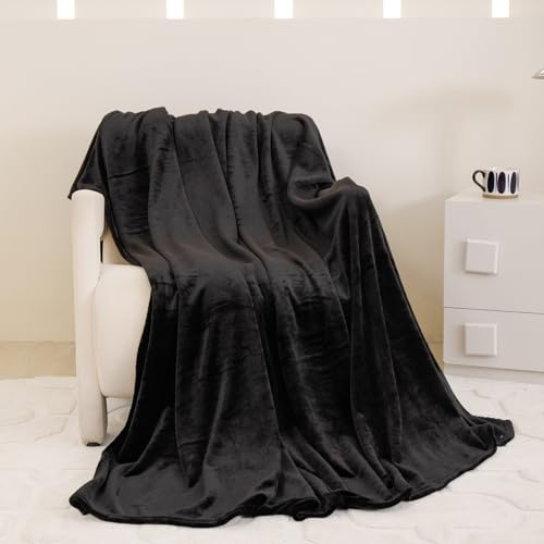 YASMENG Kuscheldecke Flauschig Winter Warm Schwarz Fleecedecke Kuscheldecke 150x200 Weich Kuschelig Flanell Wohndecke Couchdecke Sofadecke Sofaüberwurf für Bett Sofa Couch Wohnzimmer