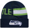 New Era Unisex-Erwachsene NFL Official Sideline Team Logo Wordmark Tech Cuffed Beanie Cold Weather Knit Hat, Seattle Seahawks – Marineblau, Einheitsgr��e