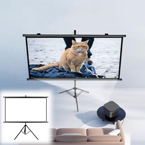Hoiweqr Schermo per Proiettore 60 Pollici 72 Pollici con Treppiedi, Schermo di Proiezione Supporta 4K Full HD 4:3/16:9, Schermo Portatile Pieghevole, Campeggio All'aperto E Teatro Domestico(4:3,72in)