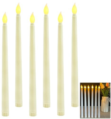 6 Pièces Bougie Led Flamme Vacillante, Bougie d'Ivoire Électrique Fonctionnant sur Piles, Lumière Chaude Vacillante, Fausse Bougie Décorative pour Mariage, Pâques, Fête