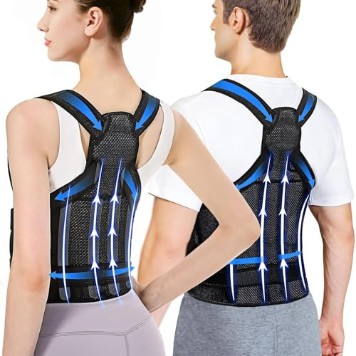 Gerader Rücken Geradehalter, Haltungskorrektur Rücken Damen und Herren, Ruckenstrecker, Verstellbare Rückentrainer, Rückenstützgürtel für Linderung Rückenschmerzen und Kyphose ,M ( Taillen 34”-41”)