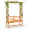 COSTWAY Arco Jardín con Banco, Madera de Abeto, Pérgola para Plantas Trepadoras con Banco de 2 Plazas, 160 x 50 x 199 cm, Arco de Rosas Jardín Patio, Natural