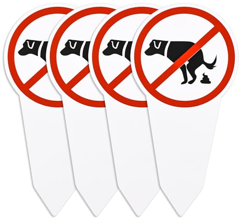 4 Stück Kein Hundeklo Schild Steckschild 30 x 15 cm Steckschilder Schild Hunde Kacken, 3mm beidseitig bedruckt Verboten Hinweisschild Keine Hunde Pinkeln für Saubere Wege Rasen Park Spielplatz