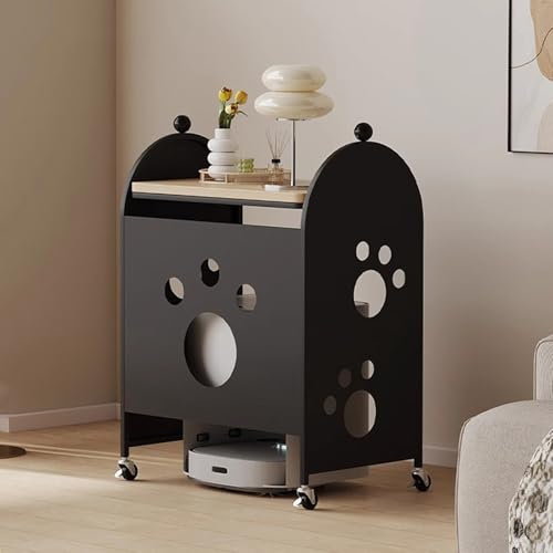 Armario para Robot Barredor Estante de Almacenamiento con Ruedas para Ahorrar Espacio, Interior Sala de Estar Soporte para Aspiradora Robot de Pie, Mesa Auxiliar para Armario Sobre la Aspiradora Robot