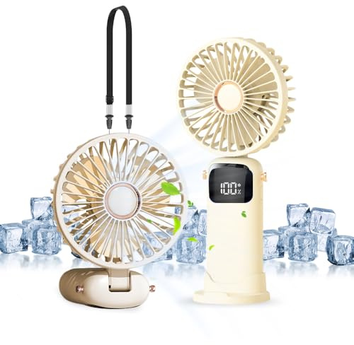 KUWUNG Handheld Fan Rechargeable, Portable Mini Hand Held, Electric Fan USB Rechargeable with 6 Speeds, Small Folding Hand Fan 4000mAh Battery Operated-Personal Silent Travel Fan for Kids and Adult