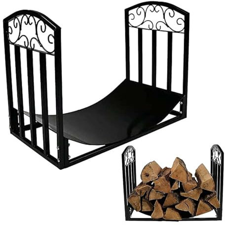Portant Bois de Chauffage en Acier, Rangement Bois Intérieur/Extérieur, Étagère à Bûches Résistante, Support pour Poêle, Brasero, Terrasse