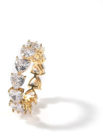 14K Gold Single Row Heart Moissanite Ring for Men, Emblem of Romance, tankeväckande gåva för speciella tillfällen