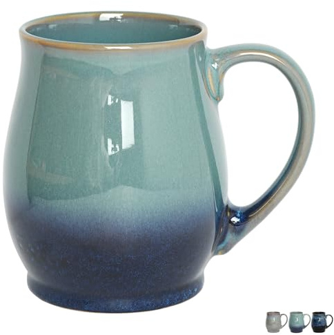 Bosmarlin Extra Large Ceramic Coffee Mug, 25 Oz, Dishwasher and Microwave Safe, Big Oversized Tea Cup, Reactive Glaze (Forest Night, 25 Oz)