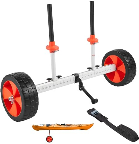 VEVOR Remolque Vertical para Kayak, Remolque de Kayak 900 x 580 x 575 mm con Neumáticos de PU de 25,4 cm y Correa de Amarre, Carga de 104 kg, Carrito para Tabla de Surf de Remo, Kayaks, Canoas