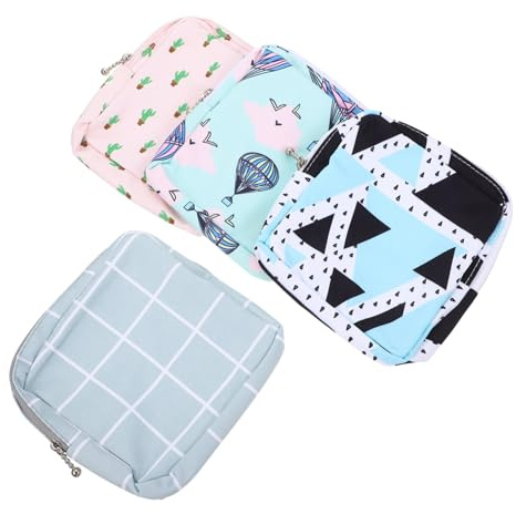 PartyKindom Borsa per Ciclo Mestruale Multifunzione 4 Pezzi Porta Assorbenti Delicata Portaoggetti Igienico, Compatta e Portatile per Viaggi e Uso Quotidiano Femminile