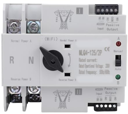 FTVOGUE Wifi Interruptor Automático de Transferencia de Potencia Dual para Fábrica de Hogares, Soporte de Riel de Control 63A