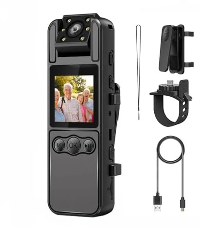 AYJYZHIAG Mini telecamera da corpo 4K Wi-Fi, videoregistratore digitale portatile for sport all'aria aperta, indossabile, piccola action cam, visione notturna, videocamera DV in miniatura(No SD Card)