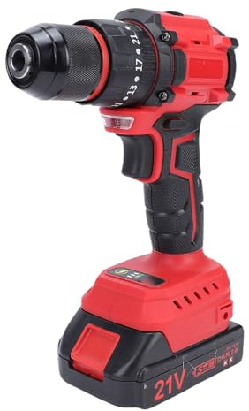 Denash Kit de Perceuse électrique Rechargeable, Tournevis sans Fil à Moteur sans Balais avec Couple de 25 N.m et 2 Piles de 1 300 MAh, pour le Travail du Bois à Domicile, la Réparation (Prise UE)