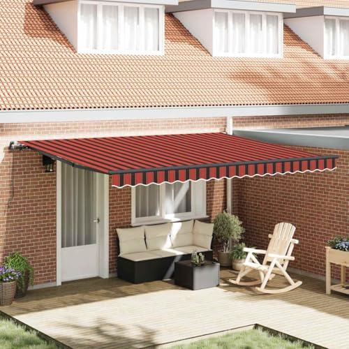 Toldo lateral para balcón, cortavientos, manual naranja y marrón, 450 x 350 cm, tela para cenador y jardín