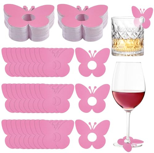 FINGERINSPIRE 150 Pz Etichette di Carta per Bevande con Nome 60x50mm Segnabicchieri da Vino a Forma di Farfalla Segnabicchieri di Carta a Forma di Farfalla per Ricevimenti di Nozze, Eventi