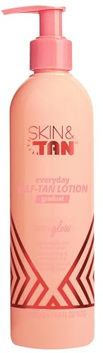 SKIN & TAN Body Glow Gradual Self Tan Lotion - 280ml Daily Buildable Tanner, Lightweight Moisturiser for Natural Looking Bronzed Skin, Easy Application