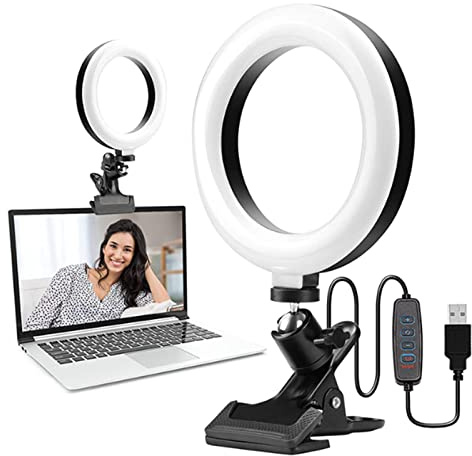 RASTKY 6 Zoll Kompaktes Ring-LED-Selfie-Licht mit Einstellbarer Helligkeit für Make-up-Video-Live-Stream für Laptop, USB-betrieben