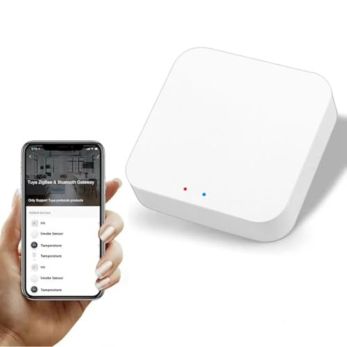 Pasarela ZigBee y Hub Bluetooth, 2 en 1 Pasarela ZigBee Inalámbrica con Control Remoto por App, Puente WiFi Bluetooth para Control de Automatización del Hogar, Pasarela Tuya Compatible con Alexa
