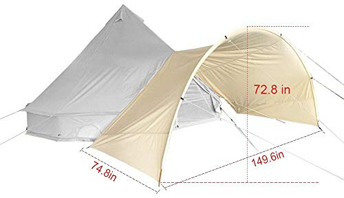 TentHome Luxury Bell Tent 4 Season Large Glamping Waterproof Cotton Tent Yurt Teepee with Roof Stove Jack Hole for Camping Hiking Christmas Party, Beige