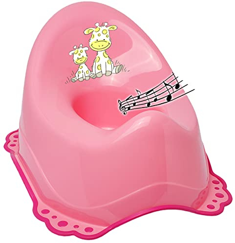 alles-meine.de GmbH Musik & Sound - Anti RUTSCH - Töpfchen/Nachttopf/Babytopf - rosa - pink Tiere - Giraffe Bieco - Melody - mit großer Lehne + Spritzschutz - rutschfest ..