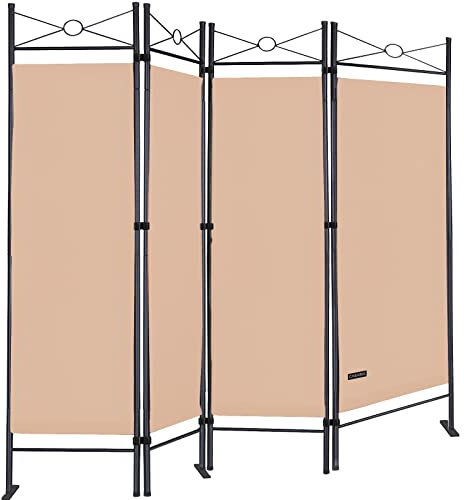 DEUBA® Trennwand 180x160cm 4 teilig Blickdicht Freistehend Faltbar Stabil Indoor Wohnzimmer Schlafzimmer Büro Raumteiler Spanische Wand Paravent Rose