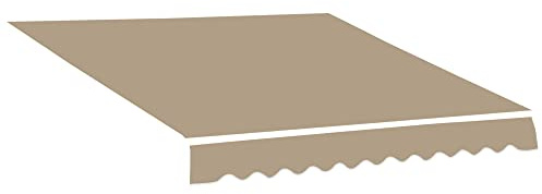 Outsunny Ersatzplane für Markise – Lambrequin mit weichen Wellen – Polyester mit hoher Dichte 280 g/m², UV-Schutz, Maße: 3,82 x 2,4 l (fortgeschrittene) m Kaffee Latte