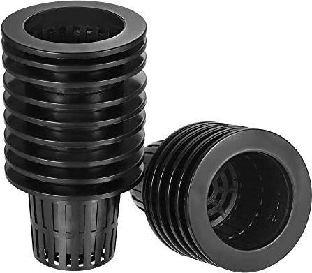 sourcing map 15-Pack Garden Slotted Mesh Cups 4 Inch OD/2.69 Inch ID | Black, Hydroponic Net Pots, Suitable for Home Vegetable, Flower, Planting
