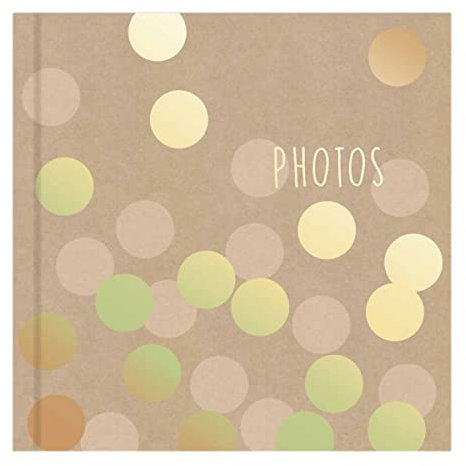 Picture This Kraft Cover Gold Polka Dot Design Photo Album Holds 200 Slip In 6'' x 4'' Photographs, (7590)