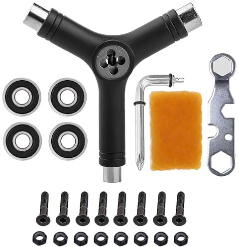 15 stücke All-In-One Skate Tools Multifunktions Tragbares Skateboard Y-Tool Zubehör mit Inbusschlüssel Hex Key Skateboard Zubehör, für Longboard Skate Scooter