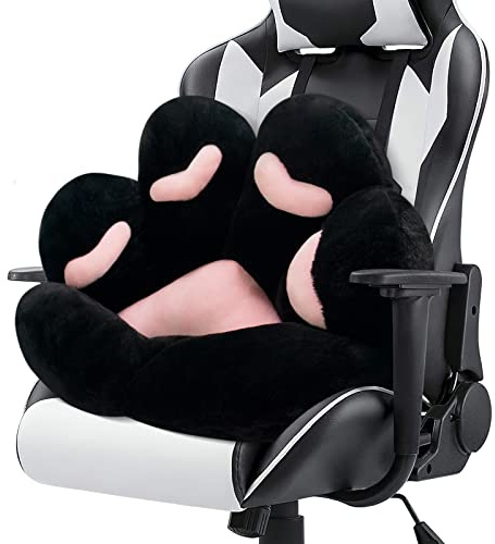 MOONBEEKI Cat Paw Cushion Chair Comfy Kawaii Plush Seat Cushions Shape Lazy Pillow for Gamer Chair 28x 24 Cozy Floor Cute Seat Kawaii for Girl Worker Gift, Dining Room Bedroom Decorate Black