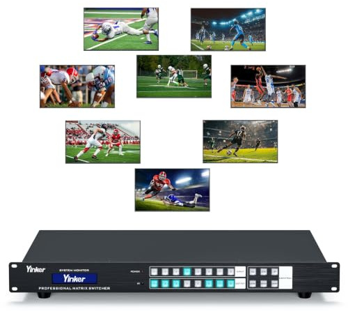 Yinker 4K HDMI Matrix 8x8 - Switch und Splitter Mit 8 Ein- und Ausgängen, IR-Fernbedienung, EDID, HDCP, RS232, LAN-Steuerung - Rackmount 4K30Hz