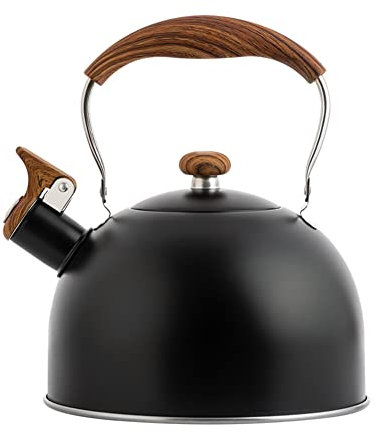 BYNYXI 2.5L Pfeifkessel Induktion, Moderne Wasserkessel Edelstahl Whistling Kettle Kaffeekessel Automatisch pfeifender Wasserkocher Flötenkessel mit Holzgriff Pfeifkessel für Induktionsherd Gasherd