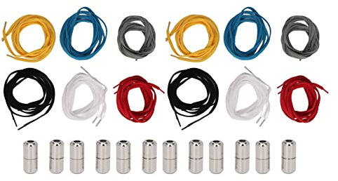 UPQRSG 12 Stück Elastische Schnürsenkel Ohne Binden, Elastische Schnürsenkel Ohne Binden, Bunte Schnürsenkel Ohne Binden mit12 Legierungsschnallen für Freizeitschuhe, Sportschuhe, Lazy Shoelaces
