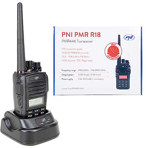 Walkies Talkies Profesionales PNI PMR R18, 446MHz, 0.5W, 8CH, CTCSS, DCS, FM Radio, programable, Resistente al Agua IP67